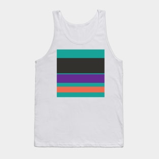 A subtle union of Light Red Ochre, Big Foot Feet, Christmas Purple, Blue/Green and Dark Charcoal stripes. Tank Top